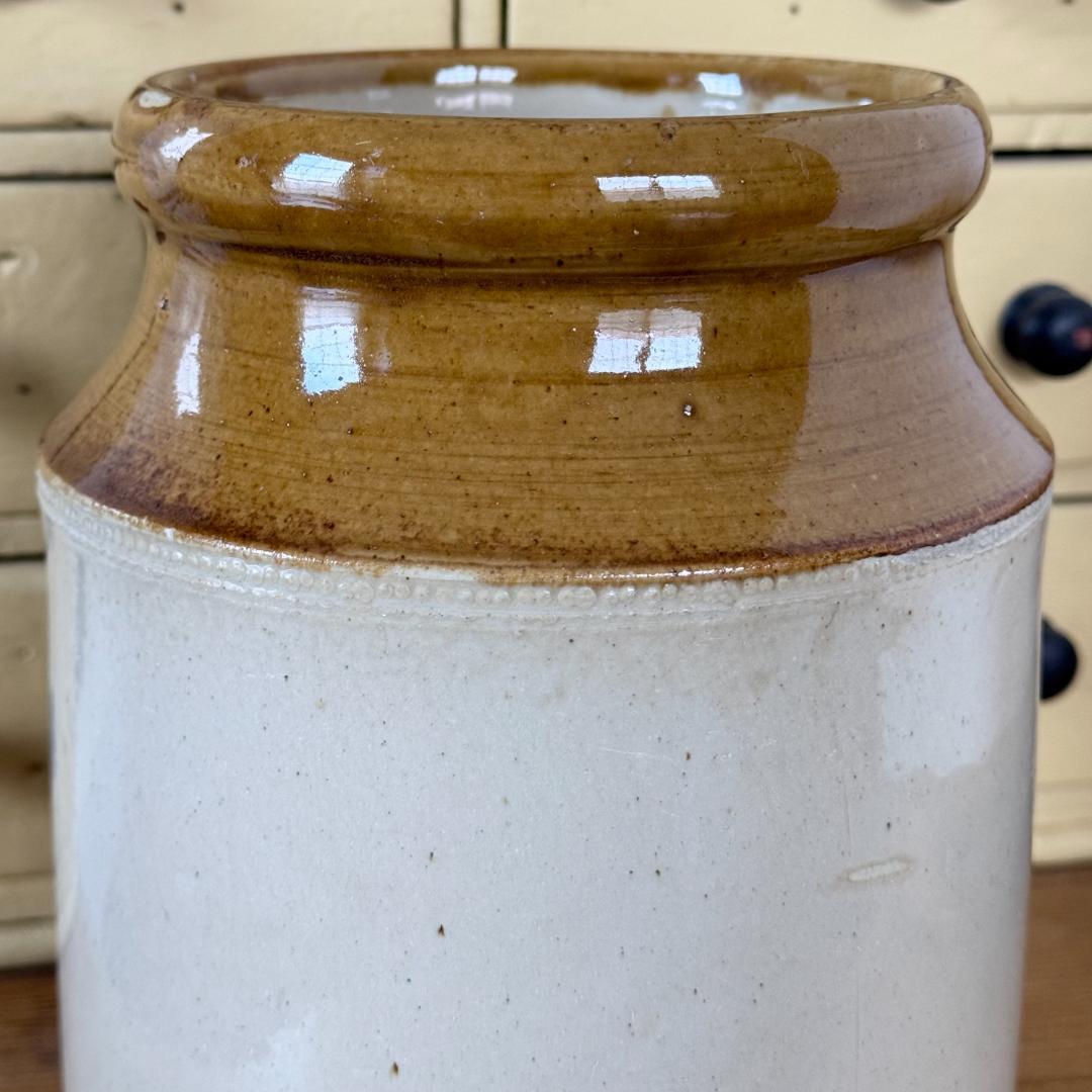 イギリス　アンティーク　陶器　ストーンウェア　ジャー　ボトル　キッチンツール入れ