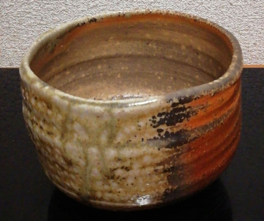 今井理桂作　津軽烏城焼　自然釉　茶碗　共箱　略歴付　茶道具