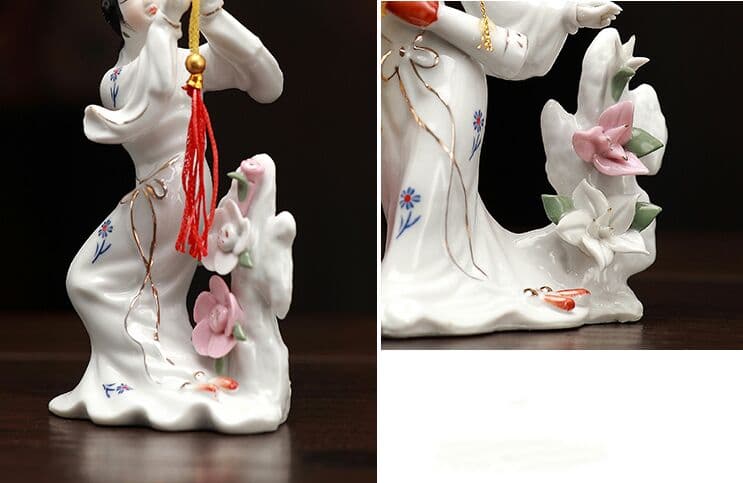 古代の美女、女の陶磁器工芸品の置物(1セット4箇)