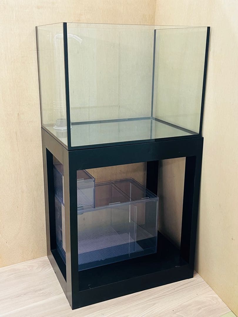 600×450×450オールガラスオーバーフロー水槽 ブラックシリコン