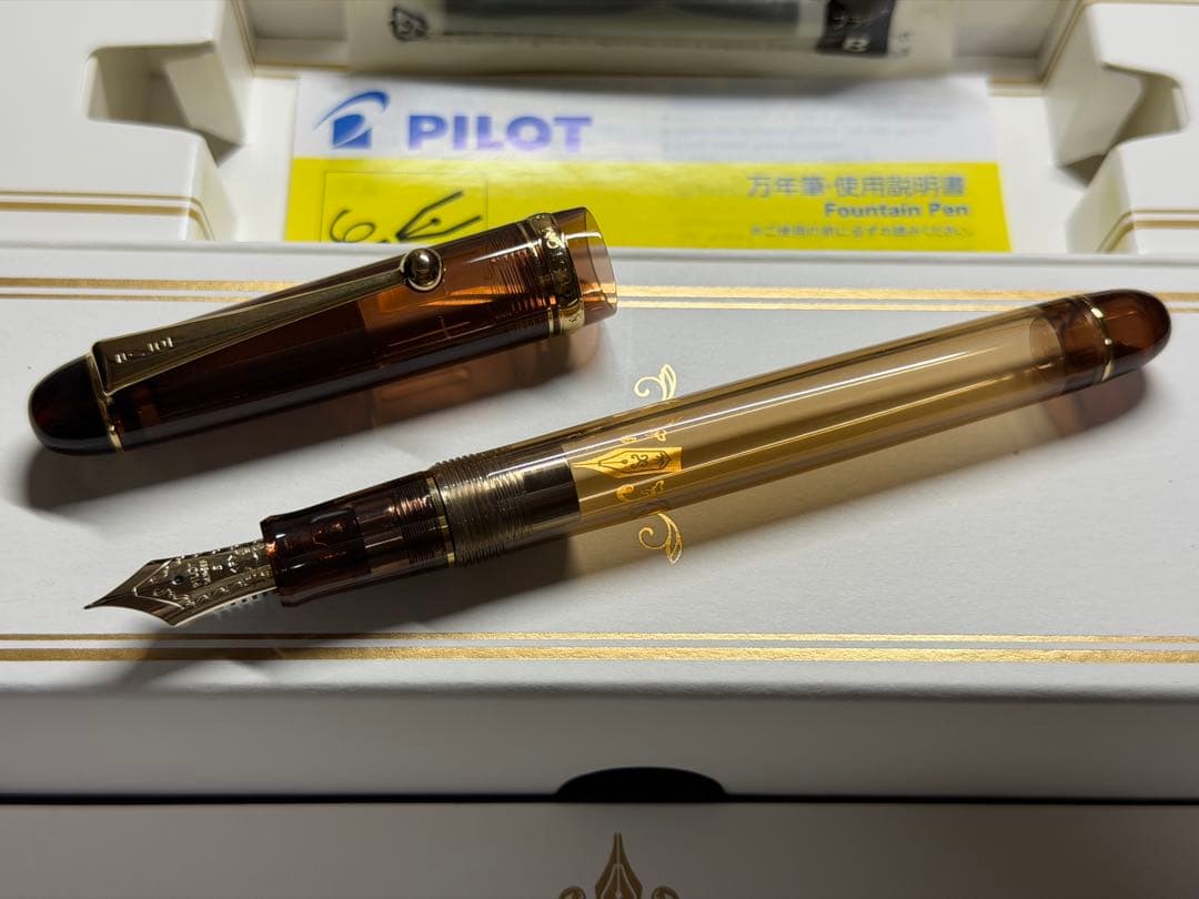 未使用品 株主限定 パイロット カスタム74 クリアブラウン F 細字 万年筆