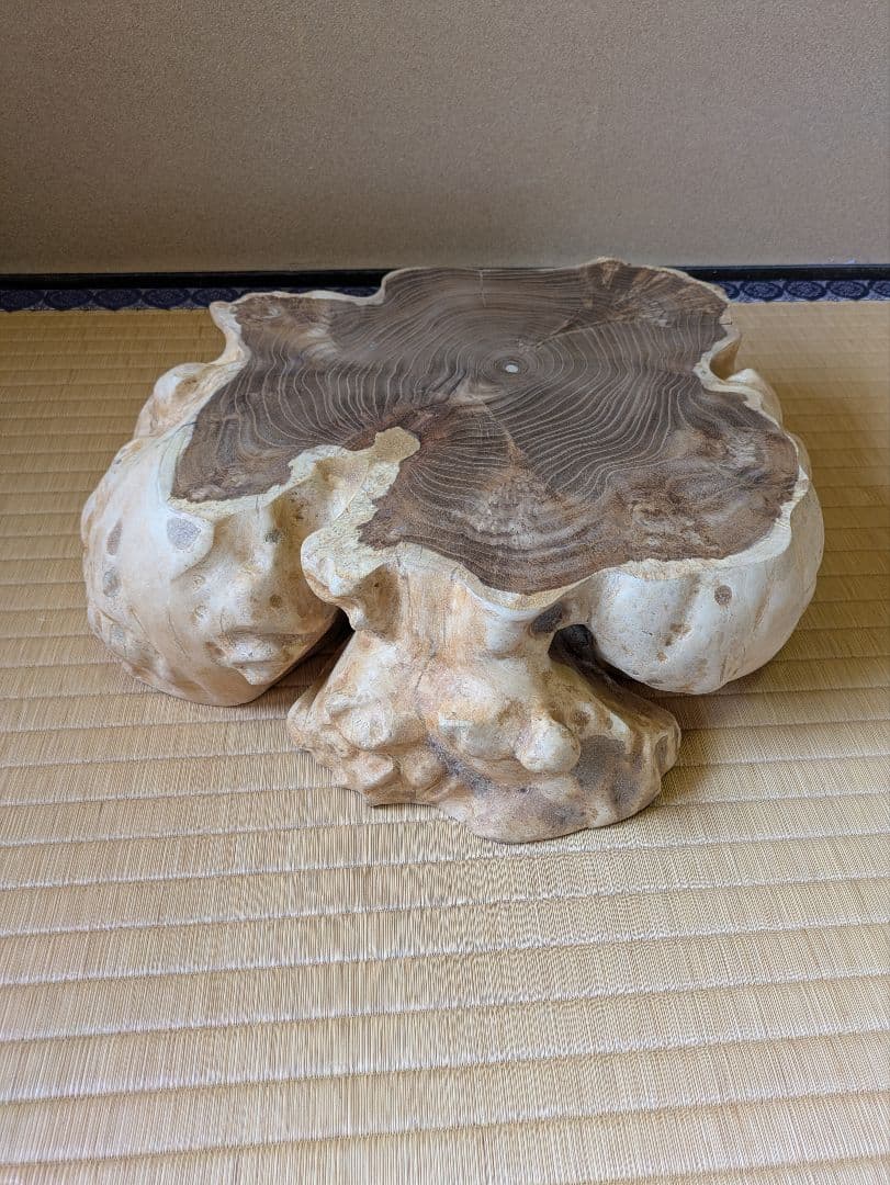 天然木　輪切り　飾り台　花台　床の間　自然形状の切り株