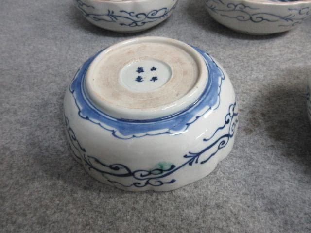 古伊万里金襴手金彩染錦窓絵俊寛鉢5枚 [B26507]