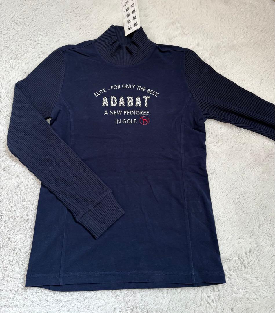 新品★adabat【吸湿発熱】異素材長袖モックネックプルオーバー　サイズ36