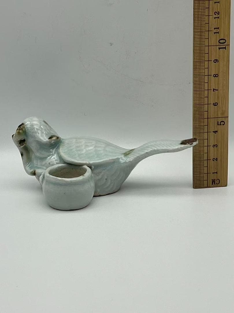宋時代 青磁 湖田窯 影青釉鳥型水差し　水指　名品珍品(F-158)