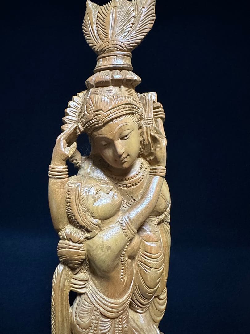 インド　白檀　弁財天　仏教美術　仏像 骨董 木像　木製　仏教　密教　置物