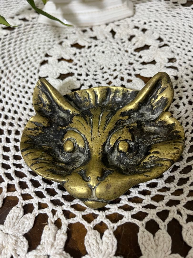 英国 猫 cat 真鍮 プレート アンティーク 1950年頃　ヴィンテージ
