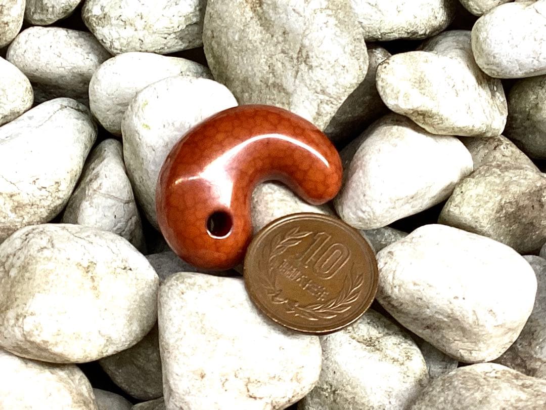 レア‼️30年前の台湾*上肯製【龍紋天珠勾玉】　本物ジャスパー鑑定機関鑑別書取得品