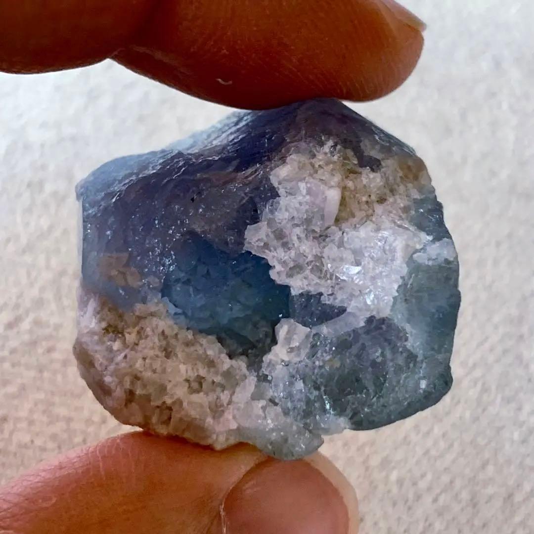 バイカラーベリル原石15/青紫み多め穴あき