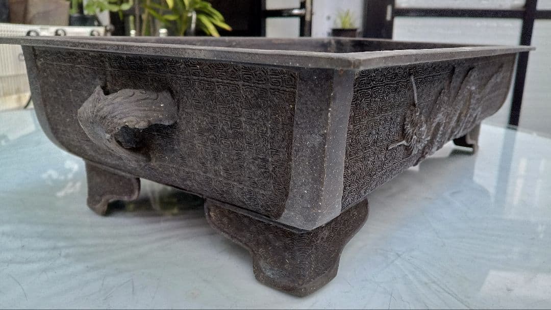 古道具骨董　龍と鳳凰のもよう水盤