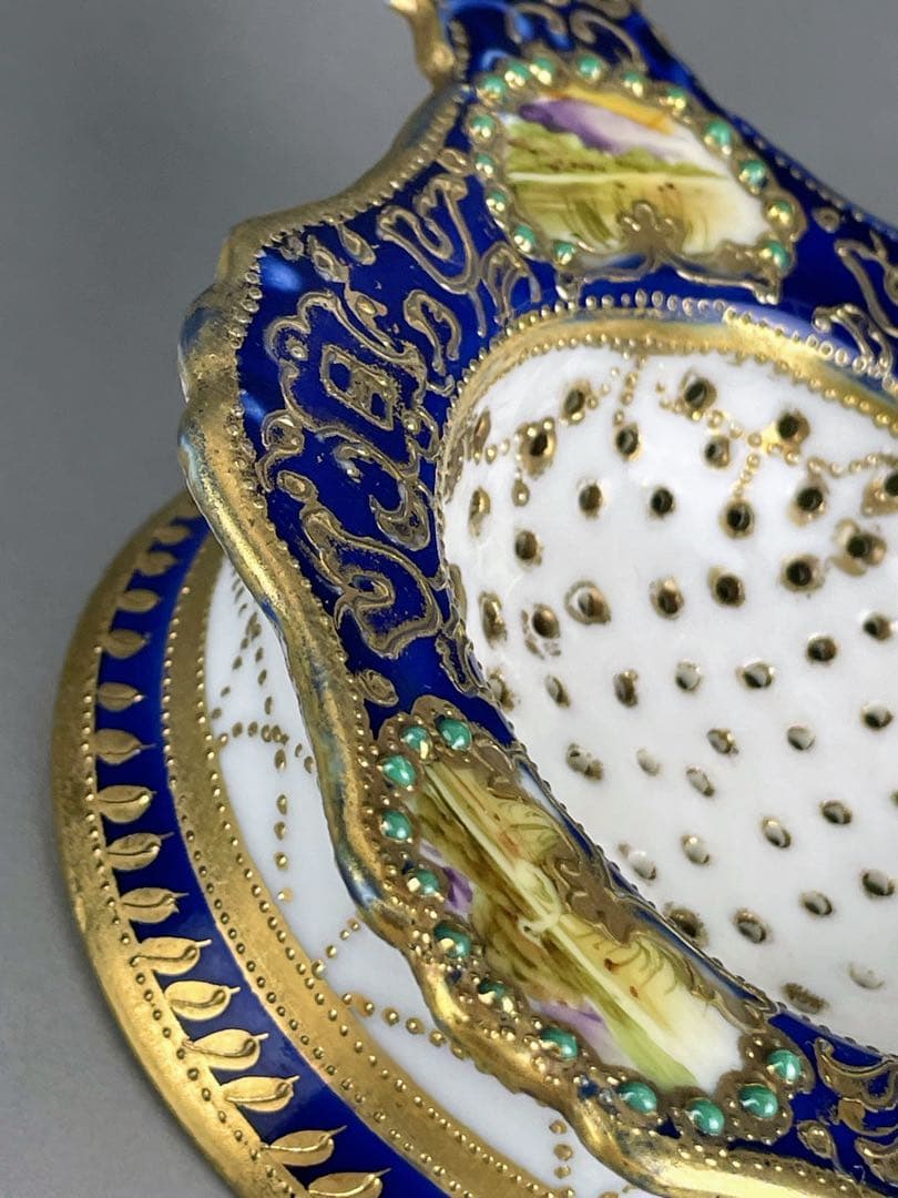 【美品】オールドノリタケ ティーストレーナー 茶漉し ジュエル ジュール スワン