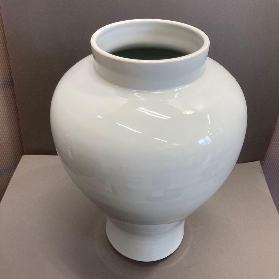 華道道具　花入　白磁長壺　共箱　S319SNT