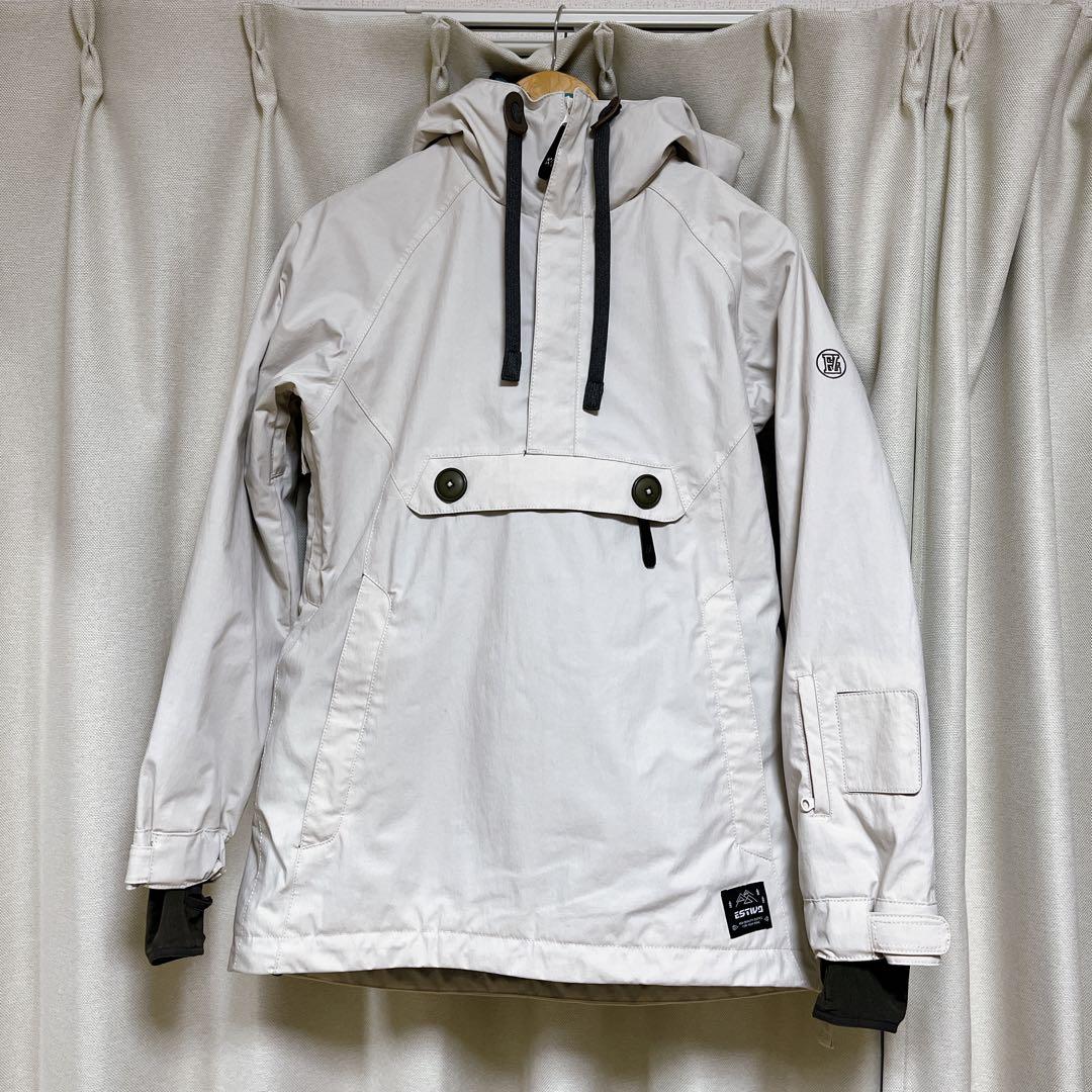 【美品】Mサイズ　スノーボードウェア　白　グリーン　上下セット ESTIVO