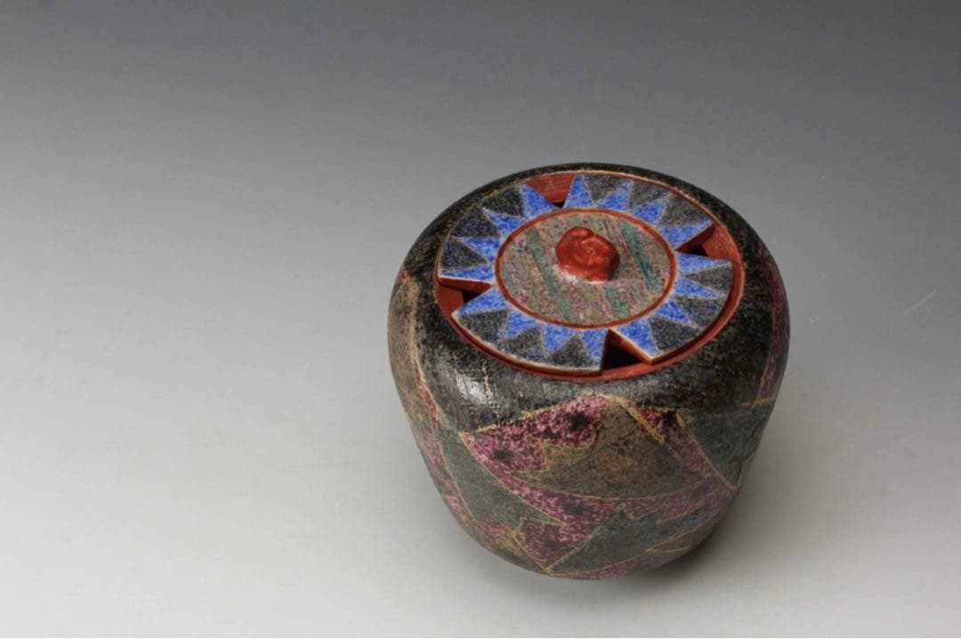 前田正博 色絵金銀彩　香炉 共箱 茶道具 煎茶道具 茶道具