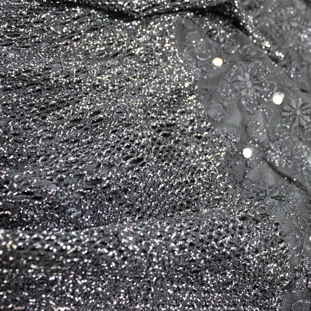 【美品 社交ダンス衣装】ワンピース ドレス 黒 ブラック ラインストーン レース