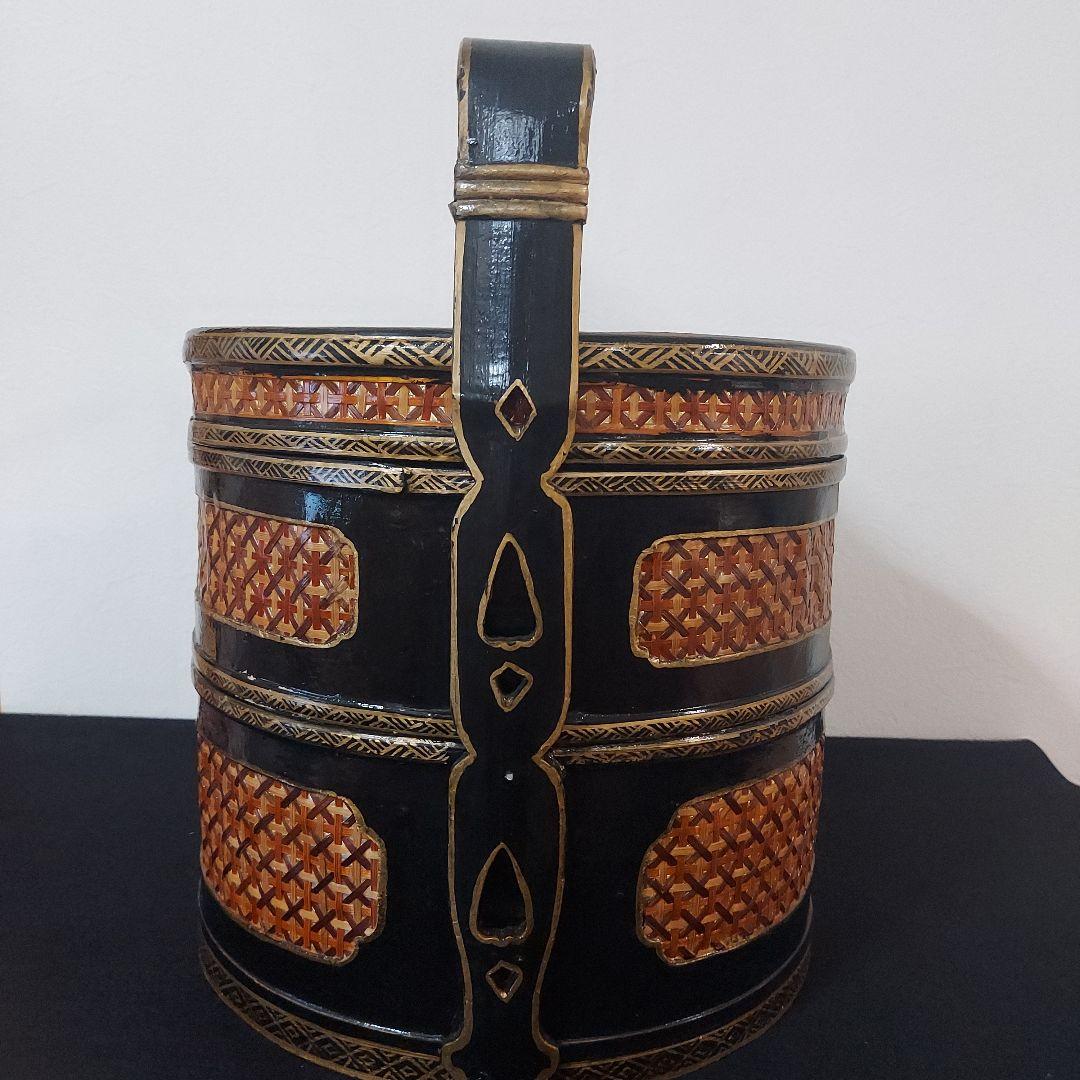 【超希少】竹　3段　漆塗　中国　骨董品　アンティーク