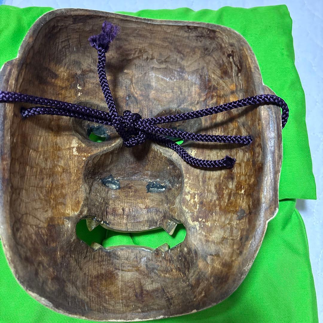 木製能面 金色 茶色