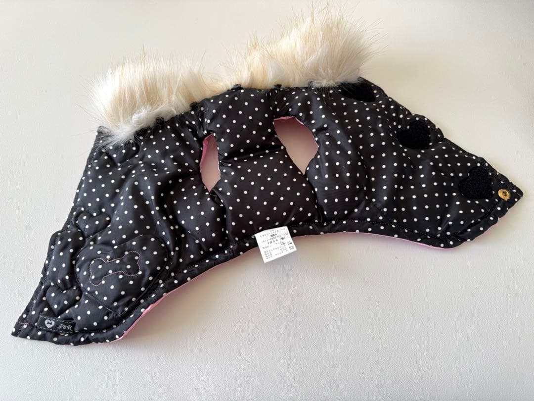 【未使用】フィフィ&ロメオ リバーシブルダウンコート ピンク×黒白水玉 S 軽量
