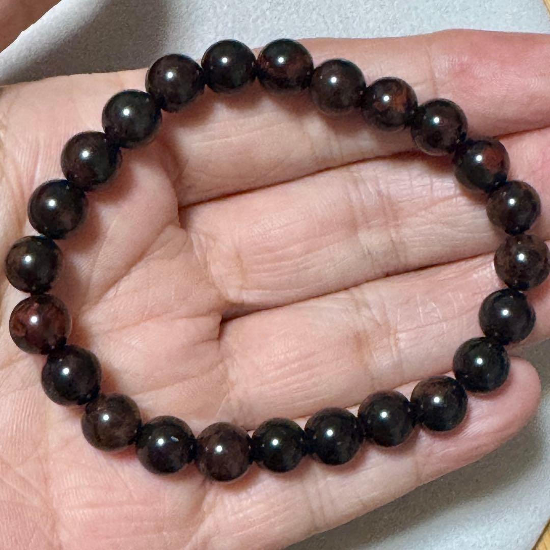 【新品未使用】北海道産ヴァーミリオンオブシディアン8mmブレスレットとペントップ