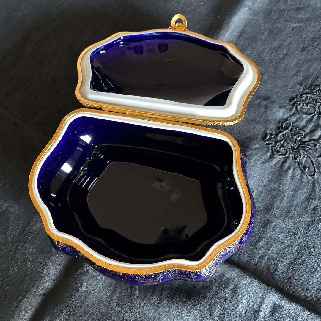 リモージュキャッスル陶器製ボックス コバルトブルー　22kゴールド