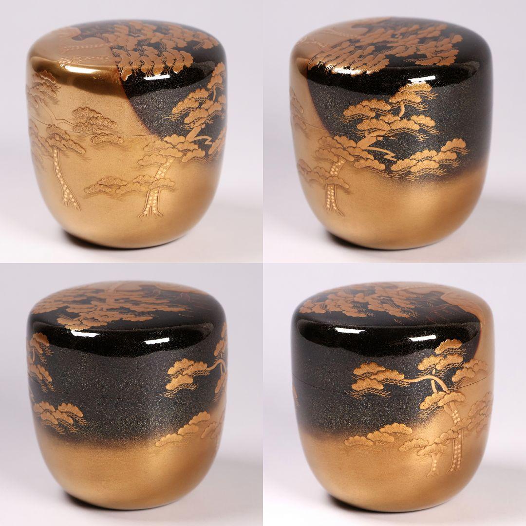 MA583 茶道具 一后一兆作 塩釜蒔絵 棗 保証品 共箱・共布・作歴 / 梨地