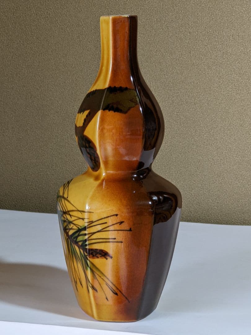 ♦九谷焼 二代 浅蔵五十吉造 瓢形六角 瓶 花瓶 アンティーク骨董品コレクション