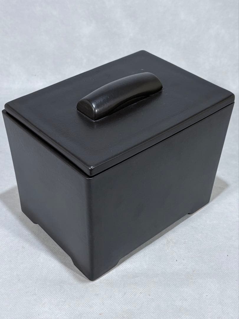 黒四方陶器製　火消壺　水屋道具　美品　茶道具　送料込