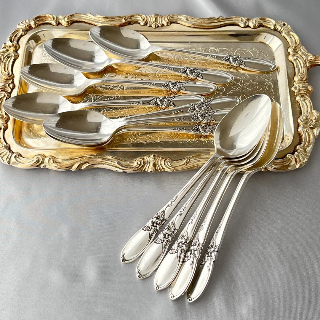 【White Orchid】コーヒースプーン 12本【シルバープレート】