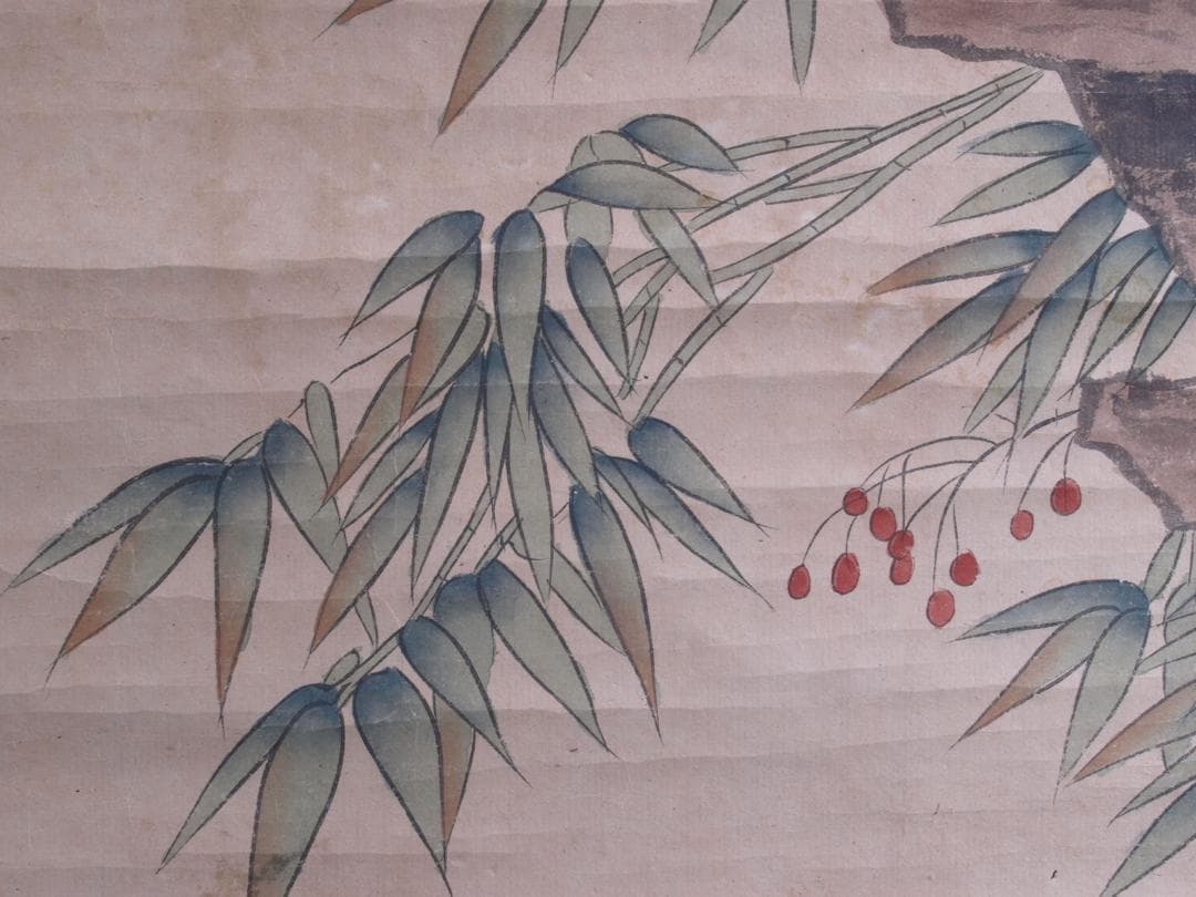 蔵整理品　中国清時代掛け軸　肉筆水彩絵　骨董品I1568 A13-1