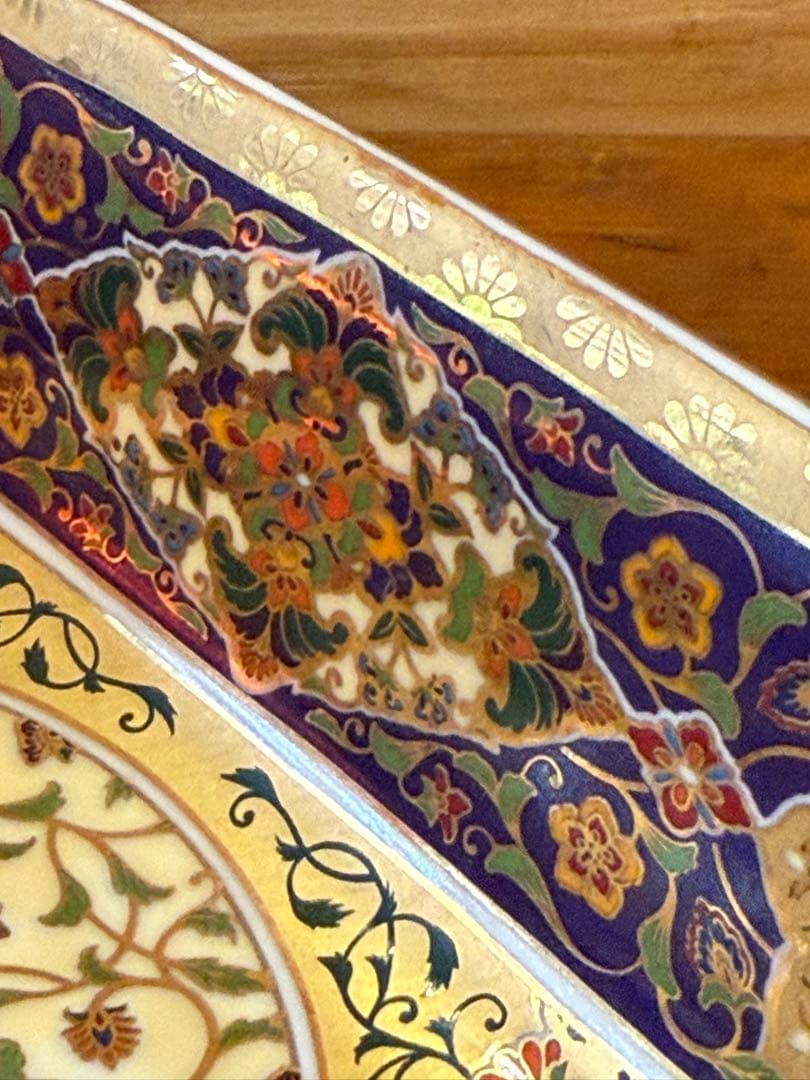 超稀少 角皿　前畑 庫山窯 金欄更紗 角大鉢 伝統工芸品