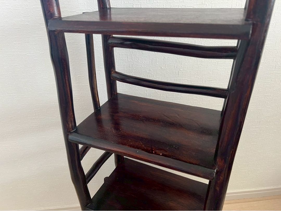 ウッドラック　原木ナチュラル4段　ダークブラウン