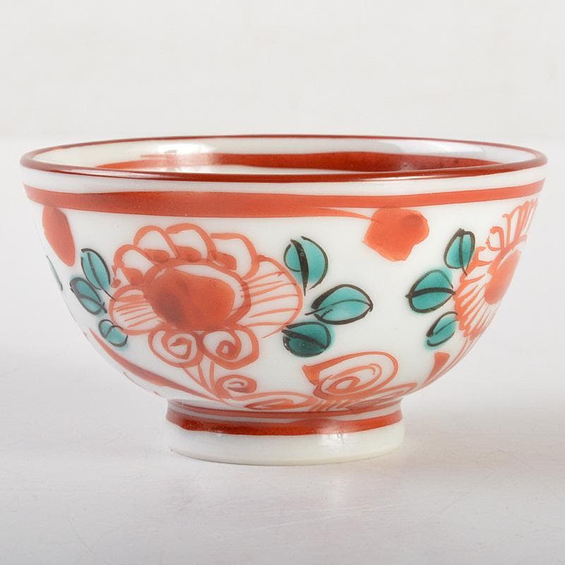 平安　三浦竹軒造　呉須赤絵　寿文　酒盃　共箱　V　6453