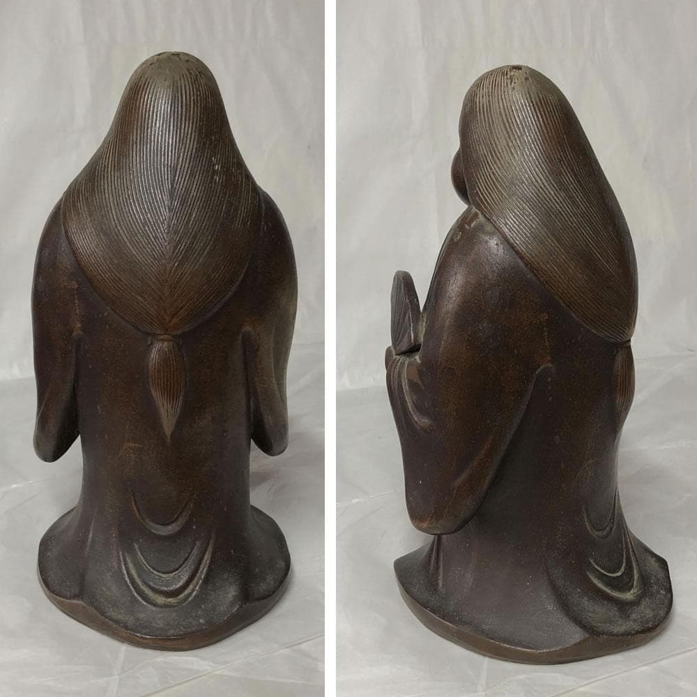 e2722 備前焼 お福 高さ24cm お多福 お福人形 お福さん 置物