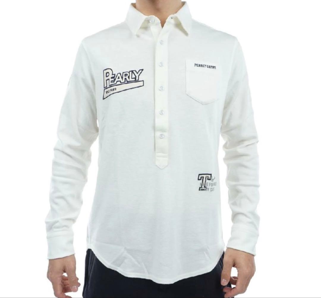 新品 パーリーゲイツ ストレッチカノコスムースピーチ 長袖ポロシャツ(4)M/白