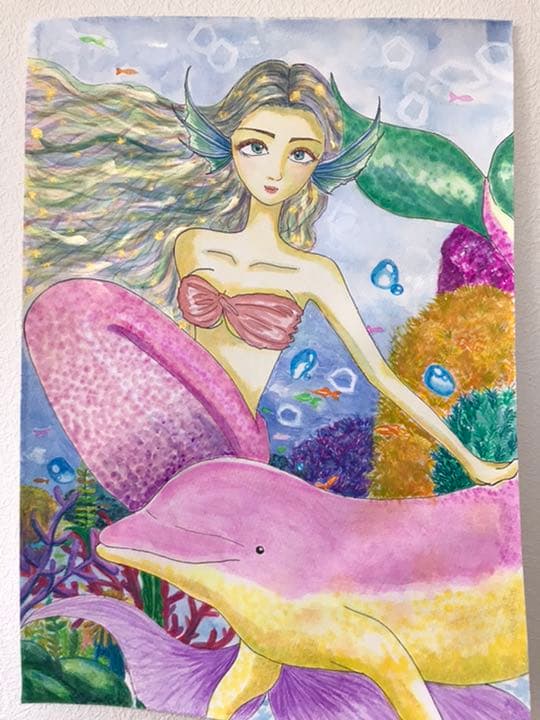 人魚　手描きイラスト