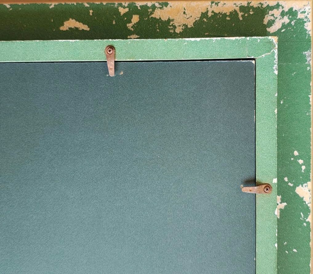 【送料込】F30号 大型 油彩額縁 アクリル板 風景画付 空色と銀系 107cm