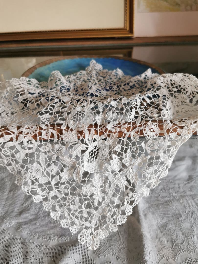 アンティークベルギーフランス ブリュッセル デュシェスレースカラー 繊細な付け襟