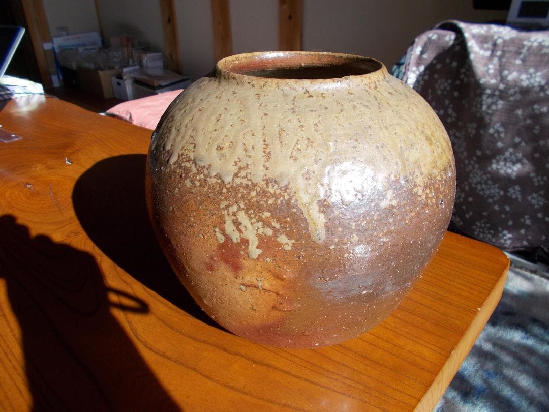 再お値下げ　備前焼流れゴマ中壺・伊勢崎紳作【14】