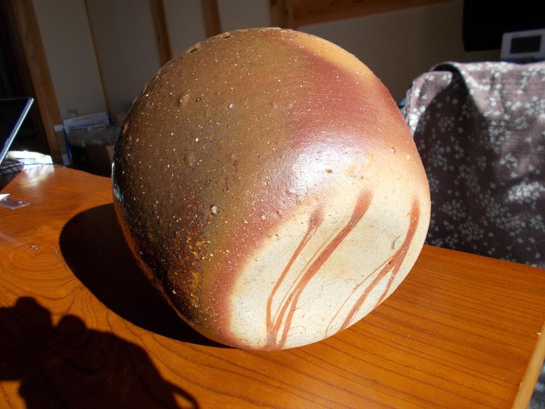 再お値下げ　備前焼流れゴマ中壺・伊勢崎紳作【14】