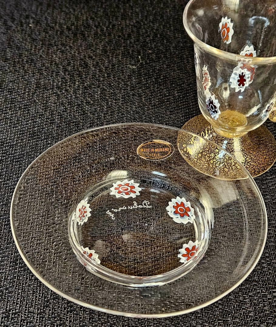 MADE　IN　MURANO　ITALY　イタリア製　ムラーノ　カップ&ソーサ