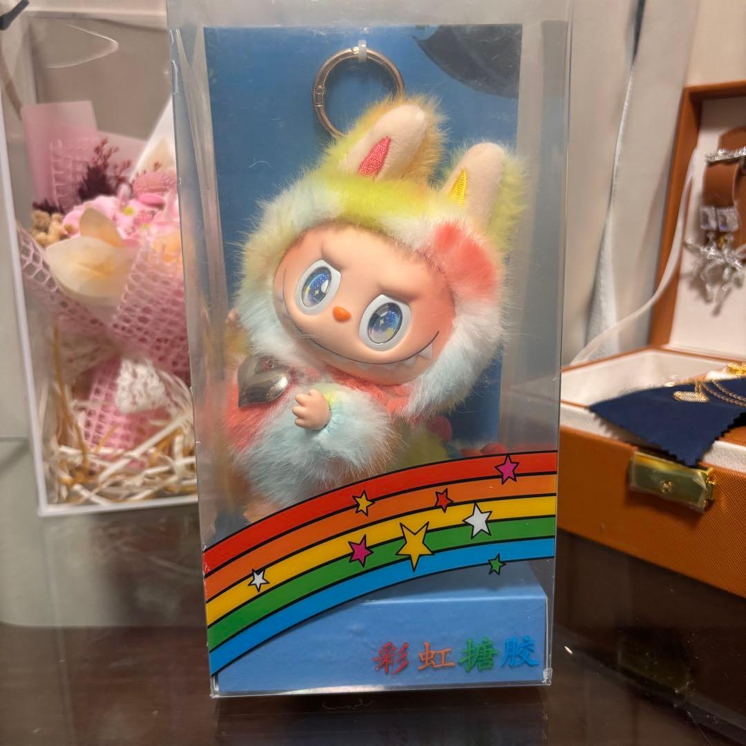 zimomo ジモモ ラブブ カスタム レインボー ふわふわ ストラップ付き
