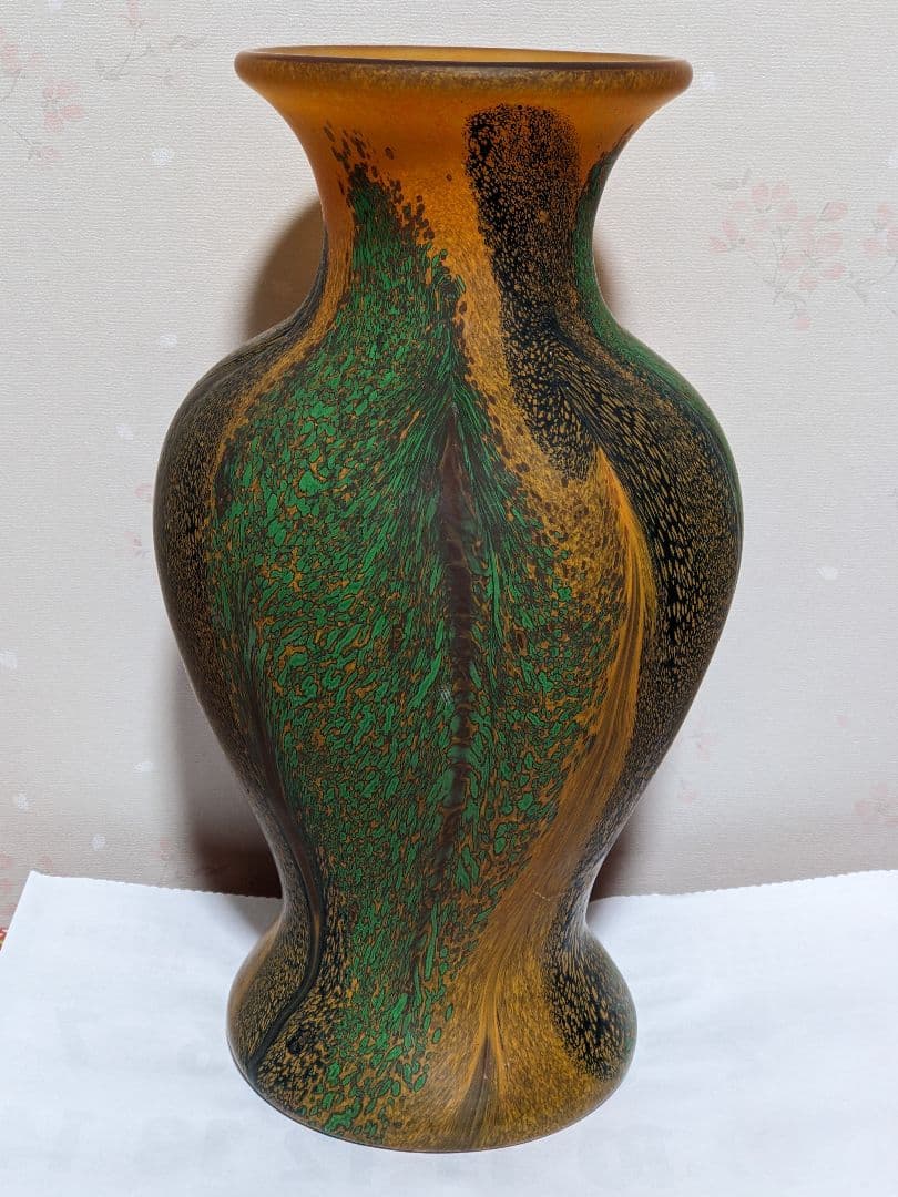 ♦岩田ガラス工芸家 岩田久利作 阿古陀形花瓶 花器 花活 美術品 骨董品