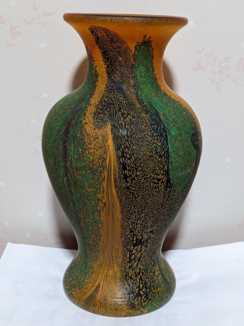 ♦岩田ガラス工芸家 岩田久利作 阿古陀形花瓶 花器 花活 美術品 骨董品