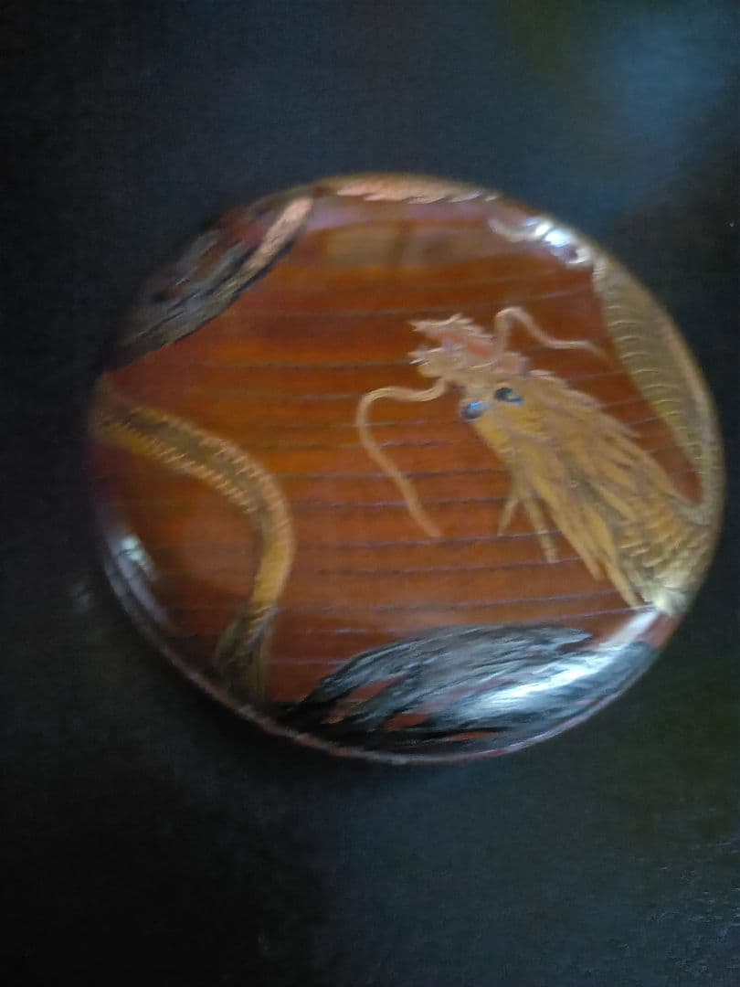 欅材旅香合　螺鈿龍蒔絵香合