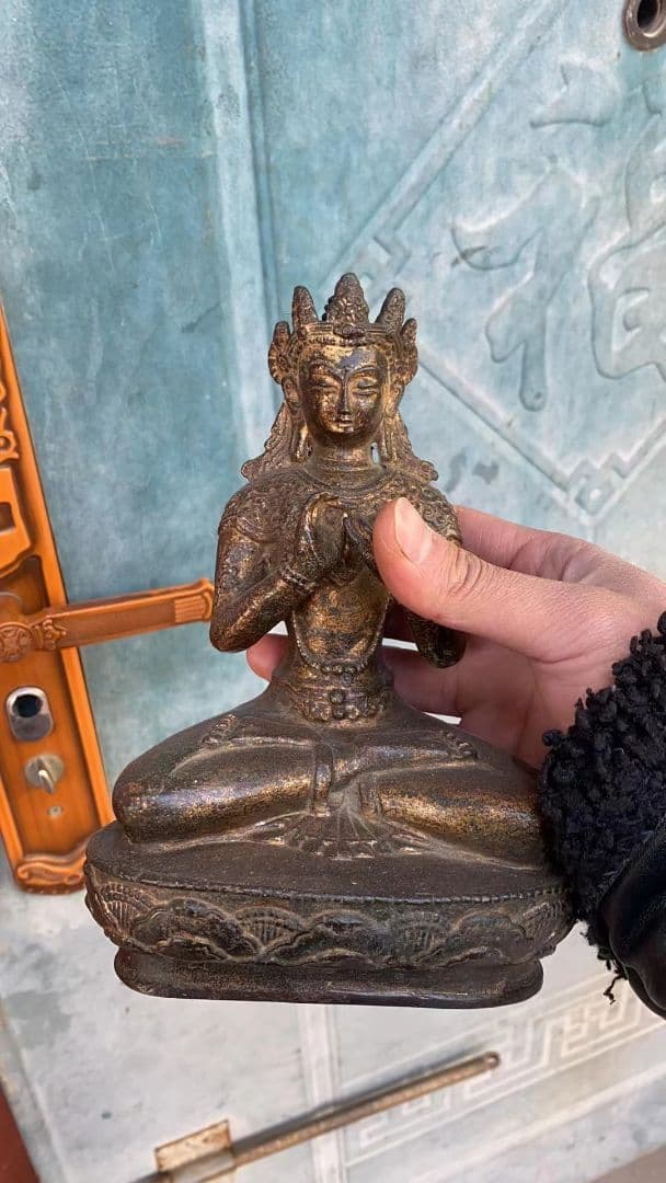 白度母結法印像 装飾品 工芸品 美術品 置物