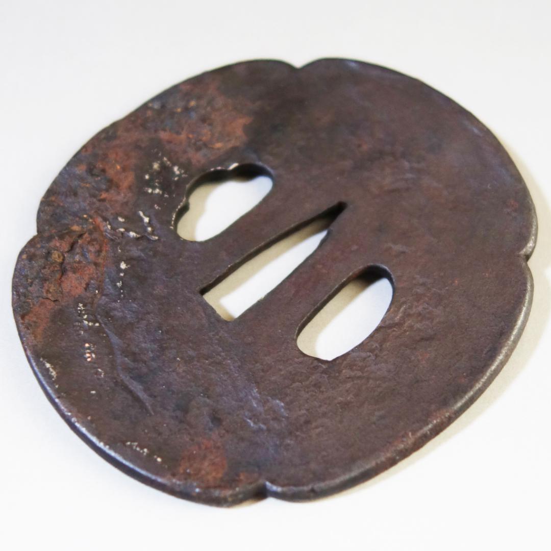 【賢人松下談義図鍔 銀銅象嵌】 鍔 鐔 鉄地 刀装具 日本刀 武具 江戸 骨董