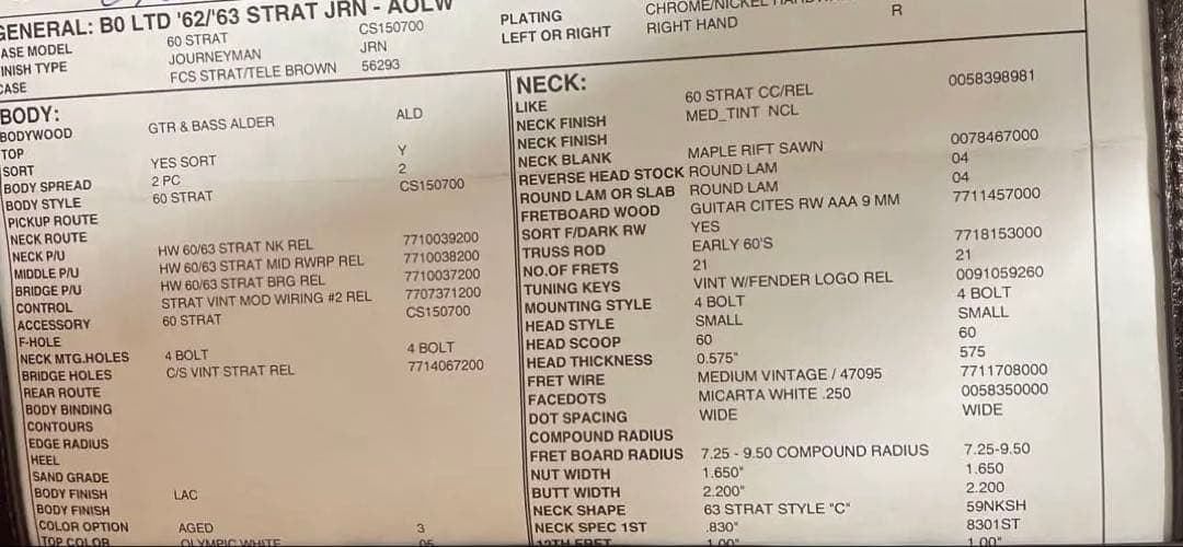 期間限定値下げ！Fender 62/63 Stratocaster