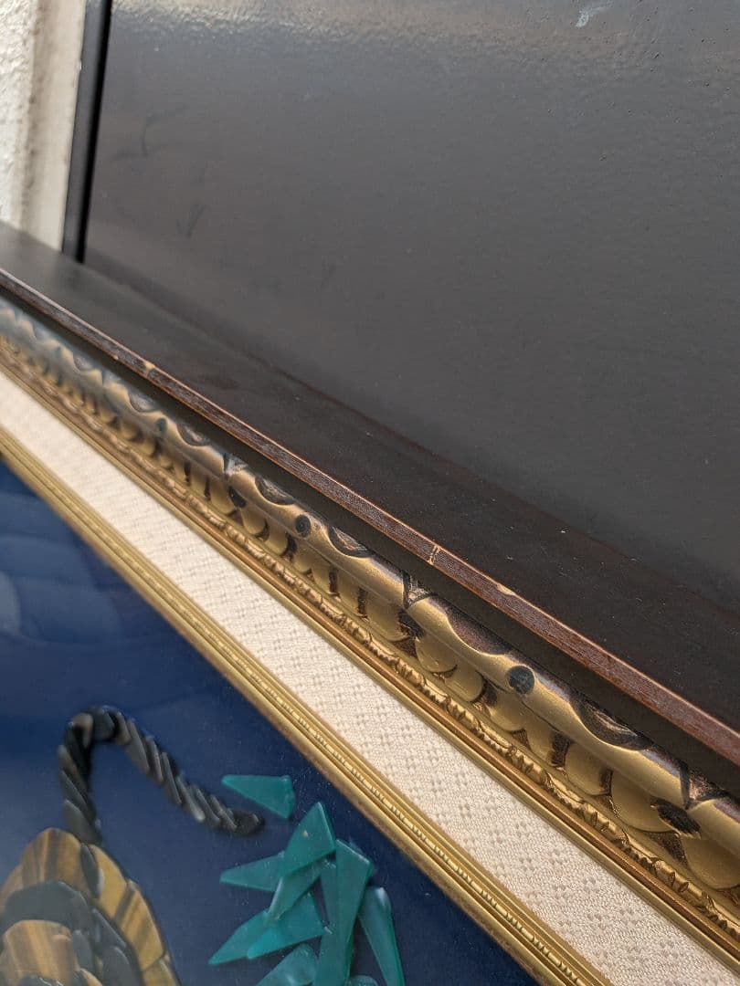 天然石虎アート作品 大きなサイズ　宝石画　タイガーアイ 縁起物！