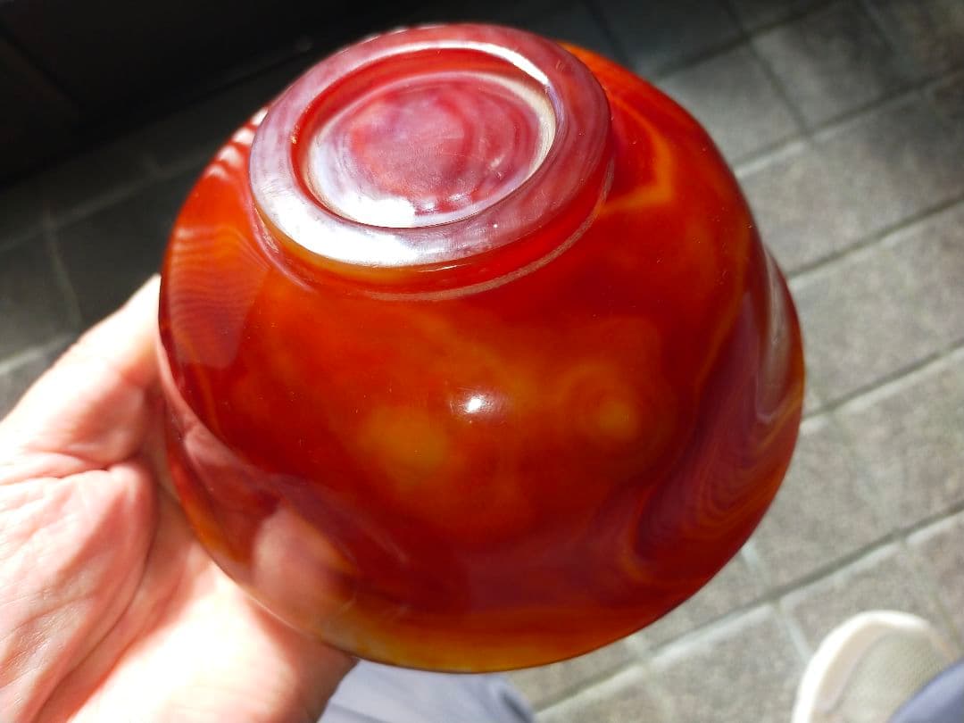 ♥瑪瑙　茶碗　φ１４０ｍｍ　桐箱付き　骨董　古玩　中国