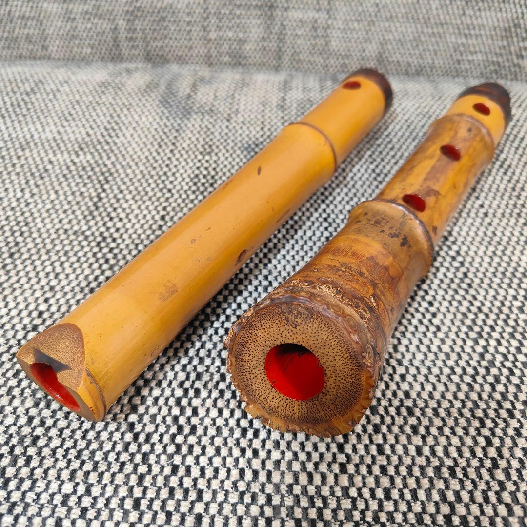 【琴古流】尺八【竹内史光】作 在銘 和楽器 時代物 史光銘 一尺六寸